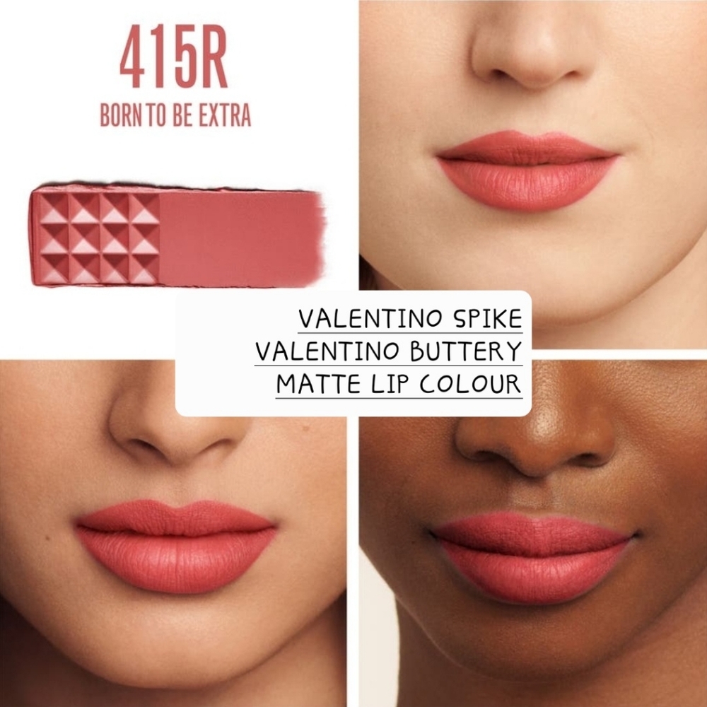 VALENTINO SPIKE VALENTINO BUTTERY MATTE LIP COLOUR 415R BORN TO BE EXTRA. BNIB - Picture 2 of 6